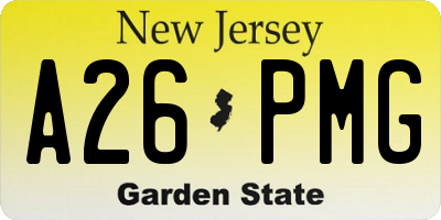 NJ license plate A26PMG