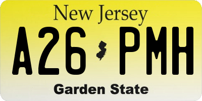 NJ license plate A26PMH