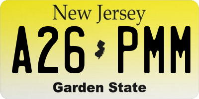 NJ license plate A26PMM
