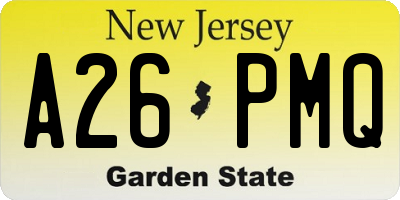 NJ license plate A26PMQ