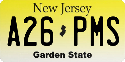NJ license plate A26PMS