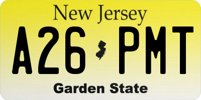 NJ license plate A26PMT