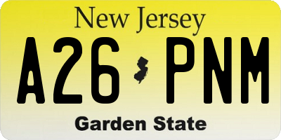 NJ license plate A26PNM