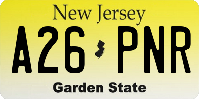 NJ license plate A26PNR