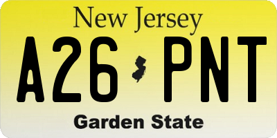 NJ license plate A26PNT