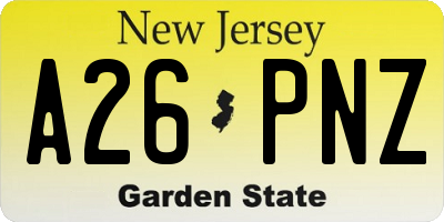 NJ license plate A26PNZ