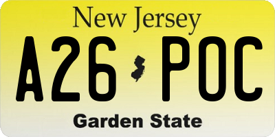 NJ license plate A26POC
