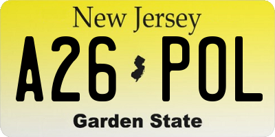 NJ license plate A26POL