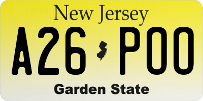 NJ license plate A26POO