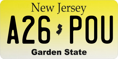 NJ license plate A26POU