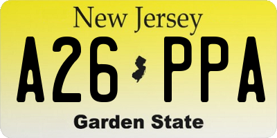NJ license plate A26PPA