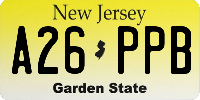 NJ license plate A26PPB