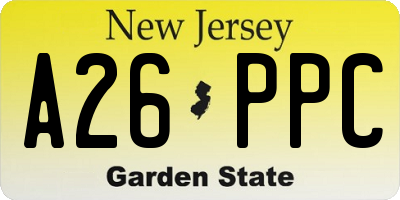 NJ license plate A26PPC