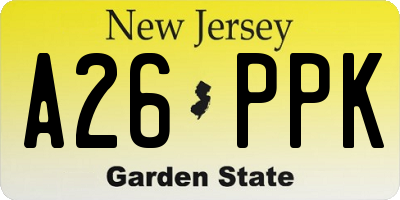 NJ license plate A26PPK