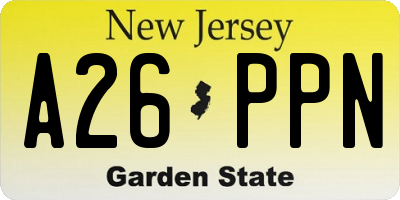 NJ license plate A26PPN
