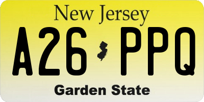 NJ license plate A26PPQ