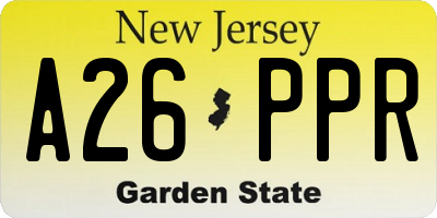 NJ license plate A26PPR