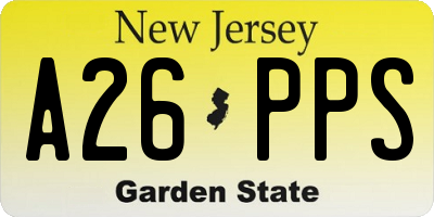 NJ license plate A26PPS