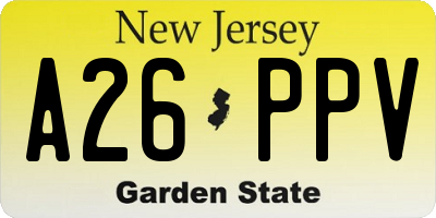 NJ license plate A26PPV