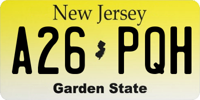 NJ license plate A26PQH