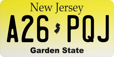 NJ license plate A26PQJ