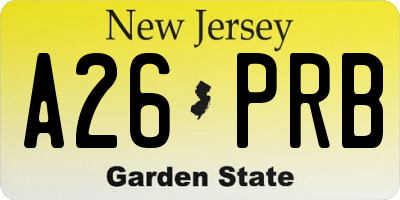 NJ license plate A26PRB