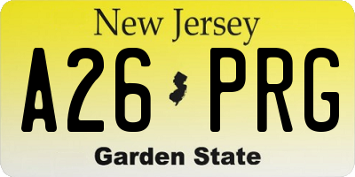 NJ license plate A26PRG