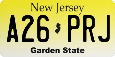 NJ license plate A26PRJ