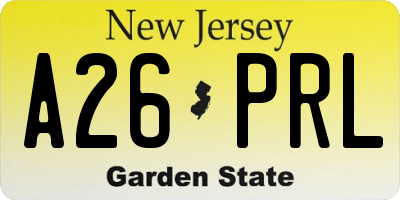 NJ license plate A26PRL
