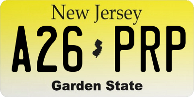 NJ license plate A26PRP