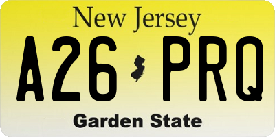 NJ license plate A26PRQ