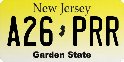 NJ license plate A26PRR