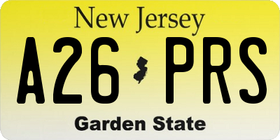 NJ license plate A26PRS