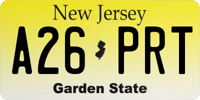 NJ license plate A26PRT