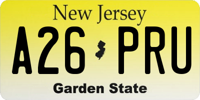 NJ license plate A26PRU