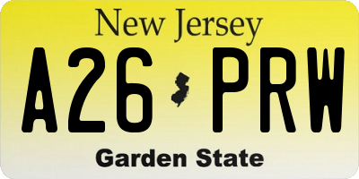 NJ license plate A26PRW