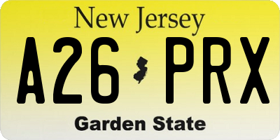 NJ license plate A26PRX