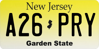 NJ license plate A26PRY