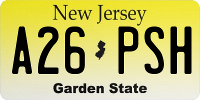 NJ license plate A26PSH