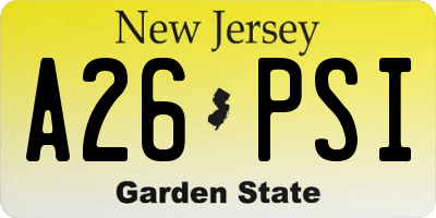 NJ license plate A26PSI