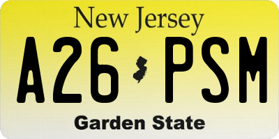 NJ license plate A26PSM