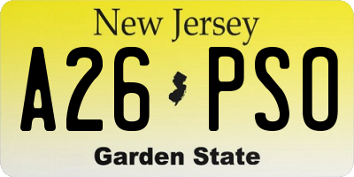 NJ license plate A26PSO