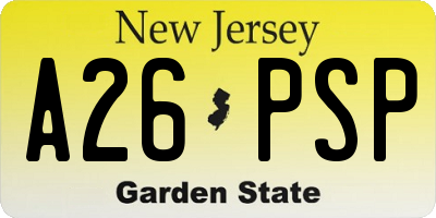 NJ license plate A26PSP