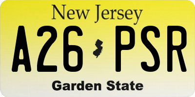 NJ license plate A26PSR