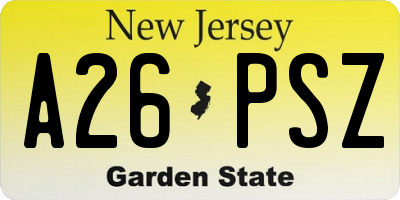 NJ license plate A26PSZ