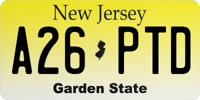 NJ license plate A26PTD