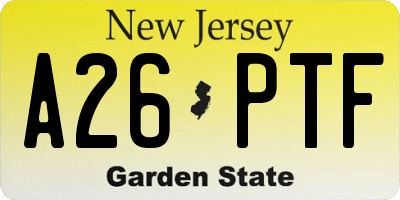 NJ license plate A26PTF