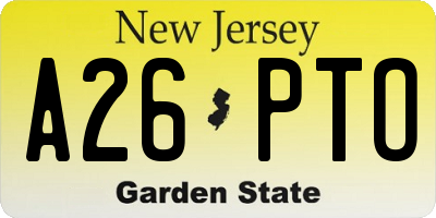 NJ license plate A26PTO