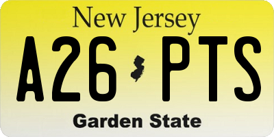 NJ license plate A26PTS