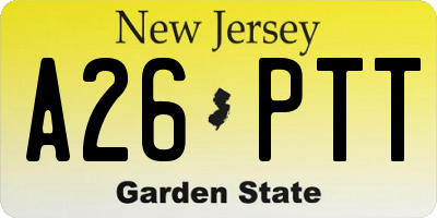 NJ license plate A26PTT